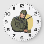 軍隊将校レトロ軍兵士 ラージ壁時計 (正面)