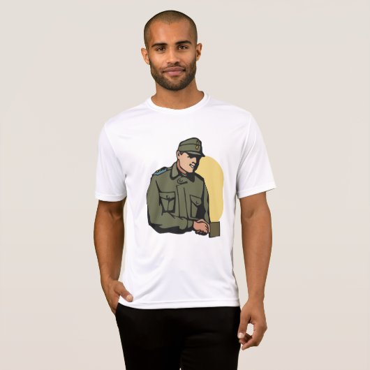 軍隊将校レトロ軍兵士 Tシャツ (正面フル)
