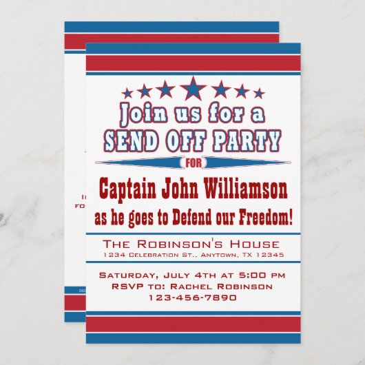 軍隊展開送信パーティの招待状 招待状 (正面/裏面)