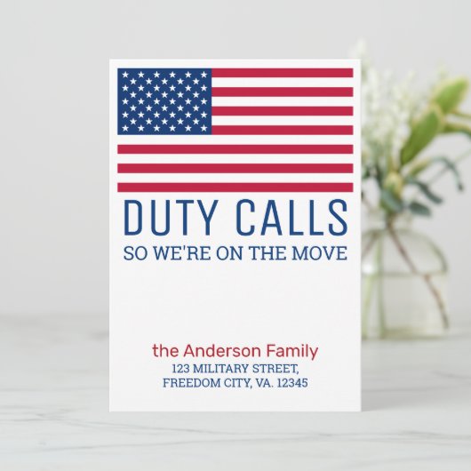軍隊引っ越しましたPCS軍アメリカ国旗を移動 案内状 (スタンド正面)