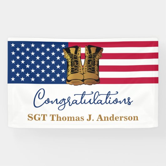 軍隊引退アメリカ国旗金ゴールドブーツアーミー 横断幕 (横)