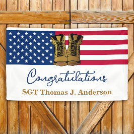 軍隊引退アメリカ国旗金ゴールドブーツアーミー 横断幕