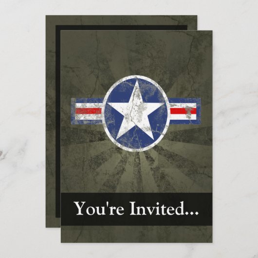 軍隊愛国ヴィンテージスター 招待状 (正面/裏面)