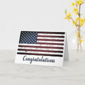 軍隊愛国的なアメリカ国旗の祝賀 カード (黄色い花)