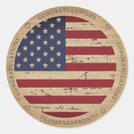 軍隊愛国的なアメリカ国旗の祝賀 ラウンドシール