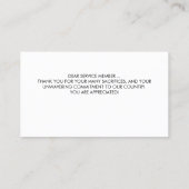 軍隊愛国的なハートアメリカ国旗ありがとう 名刺 (裏面)