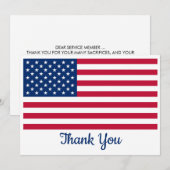 軍隊愛国的パーソナライズされたなアメリカ国旗 サンキューカード (正面/裏面)
