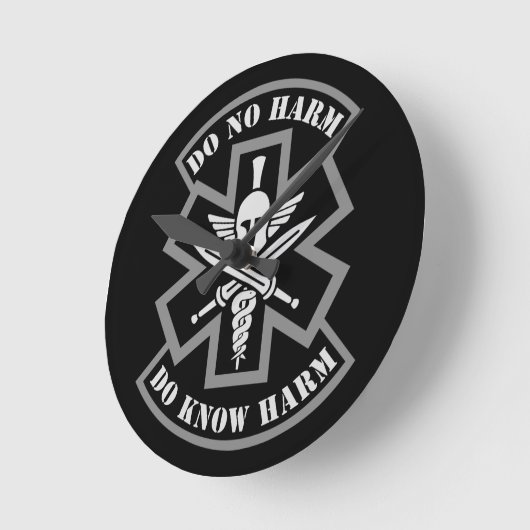 軍隊戦術用メディックスパルタンスタイルパッチ ラウンド壁時計 (傾斜)