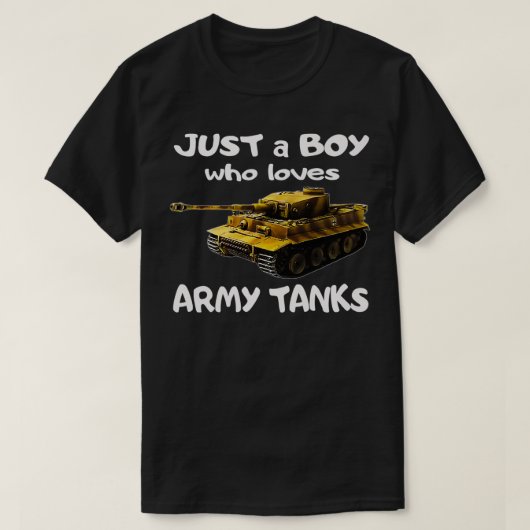 軍隊戦車German Tiger Iを愛する少年 Tシャツ (デザイン正面)