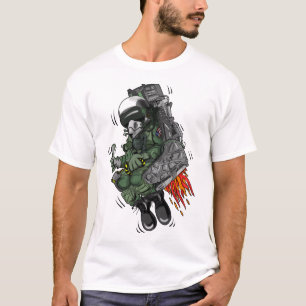 軍隊戦闘機ジェットパイロット取り出しシート漫画 Tシャツ