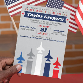 軍隊戦闘機ジェット空軍進遠くに行パーティー 招待状