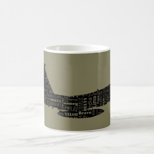 軍隊戦闘機ジェット音声文字パイロット コーヒーマグカップ (中央)