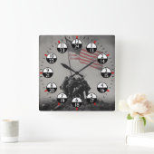 軍隊時間24時間 スクエア壁時計 (ホーム)