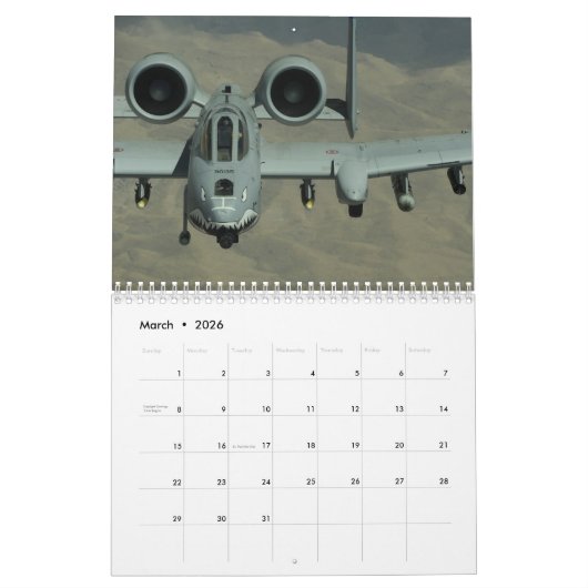 軍隊機 カレンダー (3月 2026)