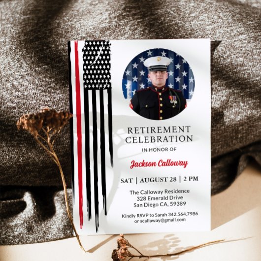 軍隊海洋退職パーティー赤線旗 招待状