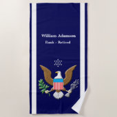 軍隊海軍の防衛エンブレムをパーソナライズ ビーチタオル (正面)