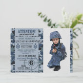 軍隊海軍海のカムフラージュの軍隊の誕生日 招待状 (スタンド正面)