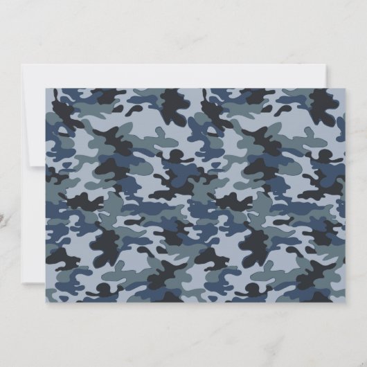 軍隊海軍海のカムフラージュの軍隊の誕生日 招待状 (裏面)