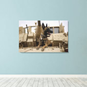 軍隊犬がM2A3に座る キャンバスプリント (インサイチュ (ウッドフロア))