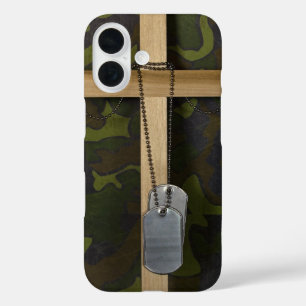 軍隊犬のクロスのタグ iPhone 16ケース