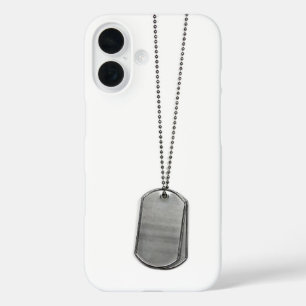 軍隊犬のタグが白 iPhone 16ケース