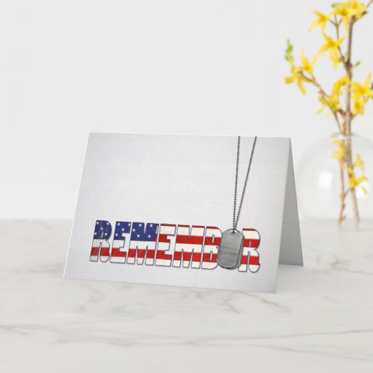 軍隊犬のタグとアメリカ国旗のデザイン カード (黄色い花)