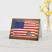 軍隊犬タグのアメリカ国旗 カード (黄色い花)