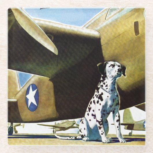 軍隊犬 ガラスコースター (正面)