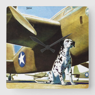 軍隊犬 スクエア壁時計