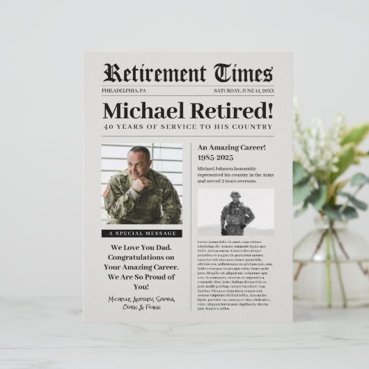 軍隊獣医への新聞退職看板ギフト レターヘッド (スタンド正面)