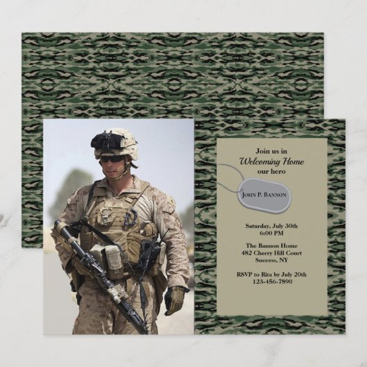 軍隊疲労写真 招待状 (正面/裏面)