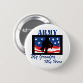 軍隊私の祖父私の英雄 缶バッジ (正面&裏面)