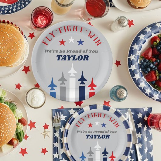 軍隊空力噴射飛行機行遠くにパーティー ペーパープレート