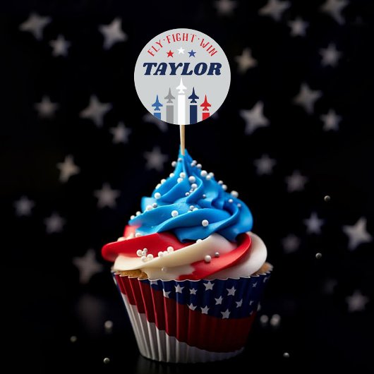 軍隊空力行きパーティー遠くにカップケーキピック ラウンドシール