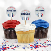 軍隊空力行きパーティー遠くにカップケーキピック ラウンドシール