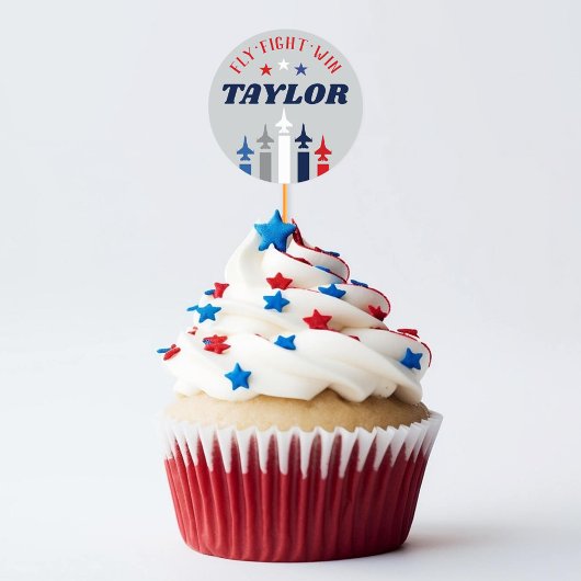 軍隊空力行きパーティー遠くにカップケーキピック ラウンドシール