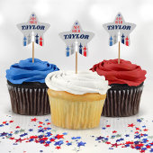 軍隊空力行きパーティー遠くにカップケーキピック 星シール