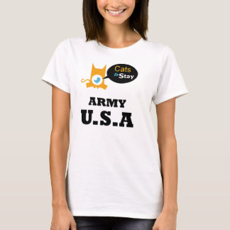 軍隊米国の猫好きのセクターをとどまる猫 Tシャツ