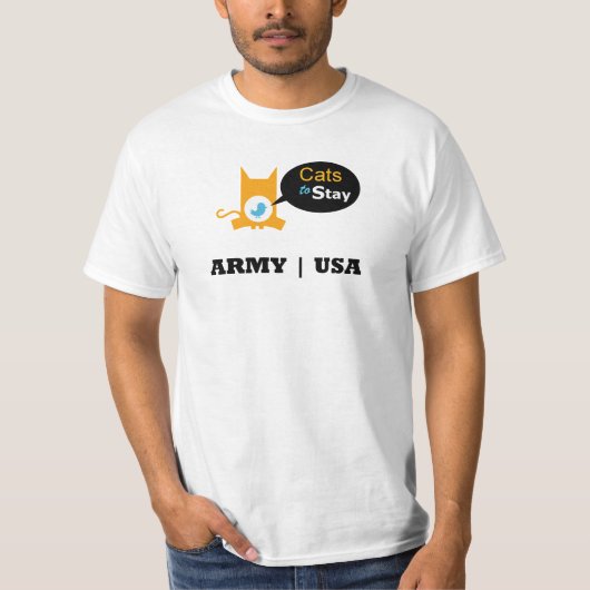 軍隊米国をとどまる猫 Tシャツ (正面)