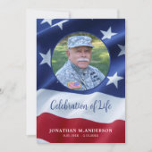 軍隊米国国旗お祝いライフ退役軍人葬儀 招待状 (正面)