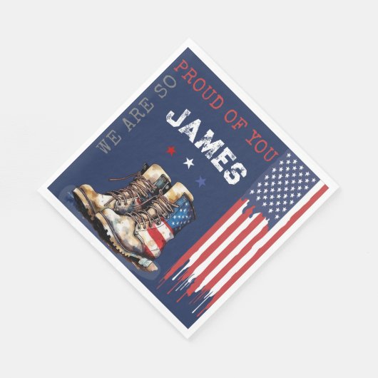 軍隊米国国旗が青を出る遠くにパーティー スタンダードランチョンナプキン (角)