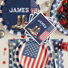 軍隊米国国旗が青を出る遠くにパーティー スタンダードランチョンナプキン