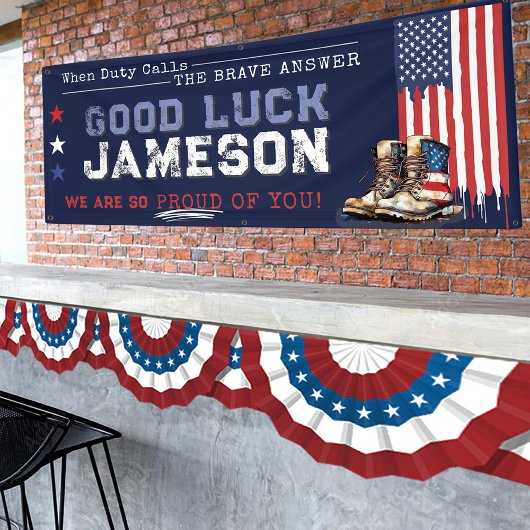 軍隊米国国旗が2.5x6'の進行パーティーをブート遠くに 横断幕