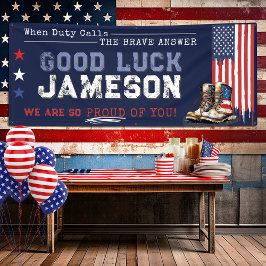 軍隊米国国旗が2.5x6'の進行パーティーをブート遠くに 横断幕