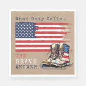 軍隊米国国旗のブーツ素朴ングの遠くにパーティー スタンダードランチョンナプキン (正面)