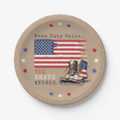 軍隊米国国旗のブーツ素朴ングの遠くにパーティー ペーパープレート (正面)