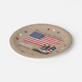 軍隊米国国旗のブーツ素朴ングの遠くにパーティー ペーパープレート (アングル)