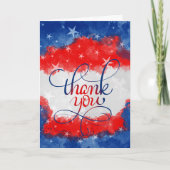 軍隊紅白と青の水色ありがとう カード (正面)