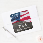 軍隊素朴卒業米国国旗の愛国心 スクエアシール (封筒)