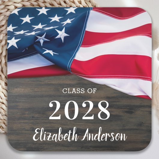 軍隊素朴卒業米国国旗の愛国心 スクエアペーパーコースター